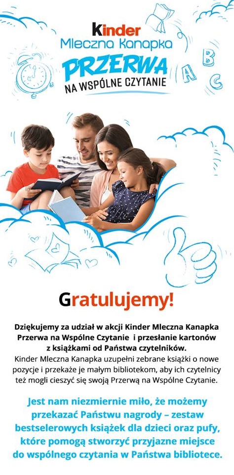 plakat, rodzina z dziećmi czyta książkę