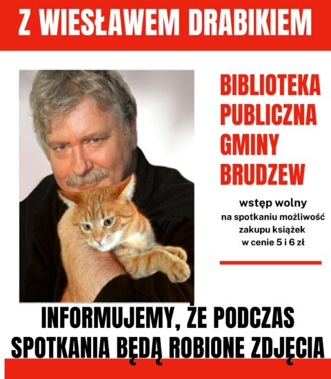 plakat informujący o spotkaniu autorskim z Wiesławem Drabikiem