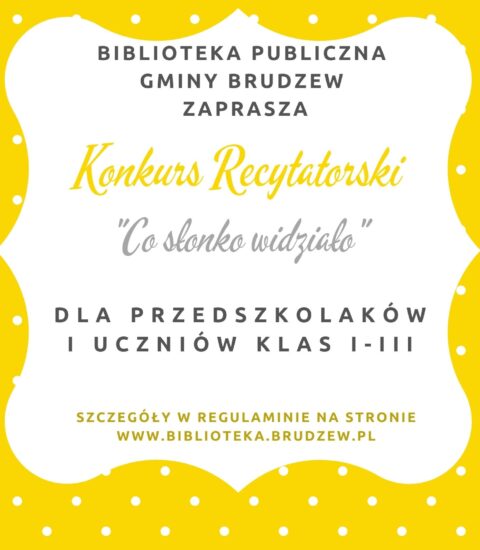 plakat informujący o konkursie recytatorskim dla dzieci