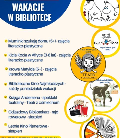 plakat informujący o zajęciach podczas wakacji