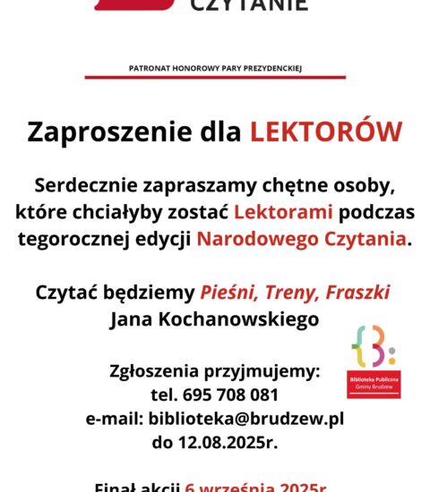 zaproszenie dla osób chcących zostać lektorem na Norodowym Czytaniu 2025