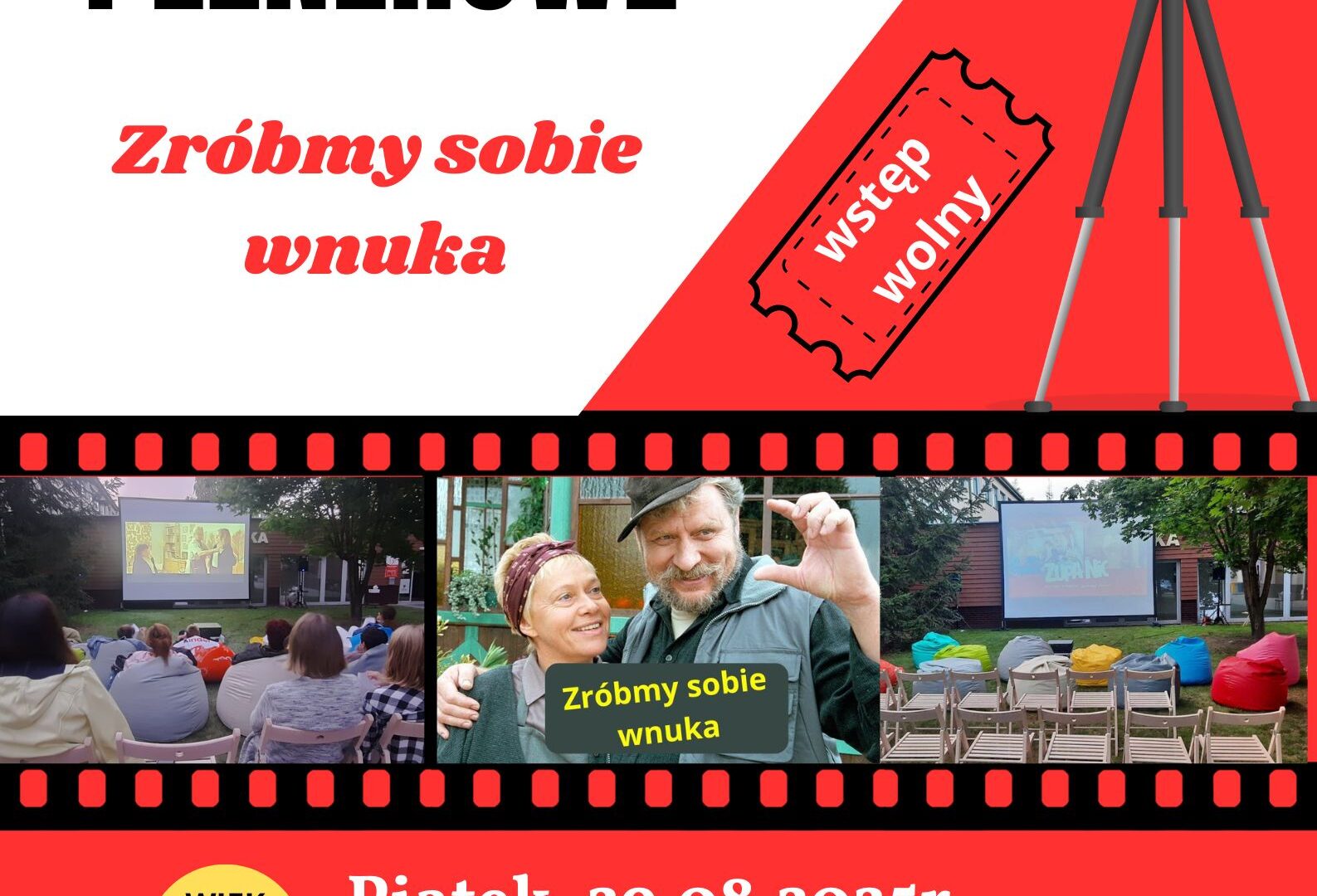 Letnie Kino Plenerowe plakat informacyjny o Letnim Kinie Plenerowym