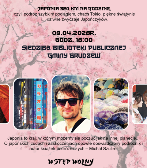 plakat informujący o spotkaniu z podróżnikiem