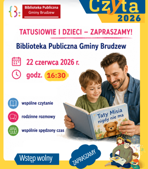 plakat informujący o spotkaniu w bibliotece