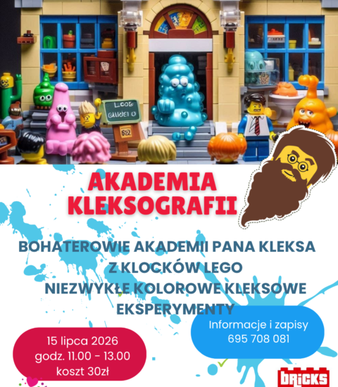 Akademia Kleksografii plakat informujący o zajęciach